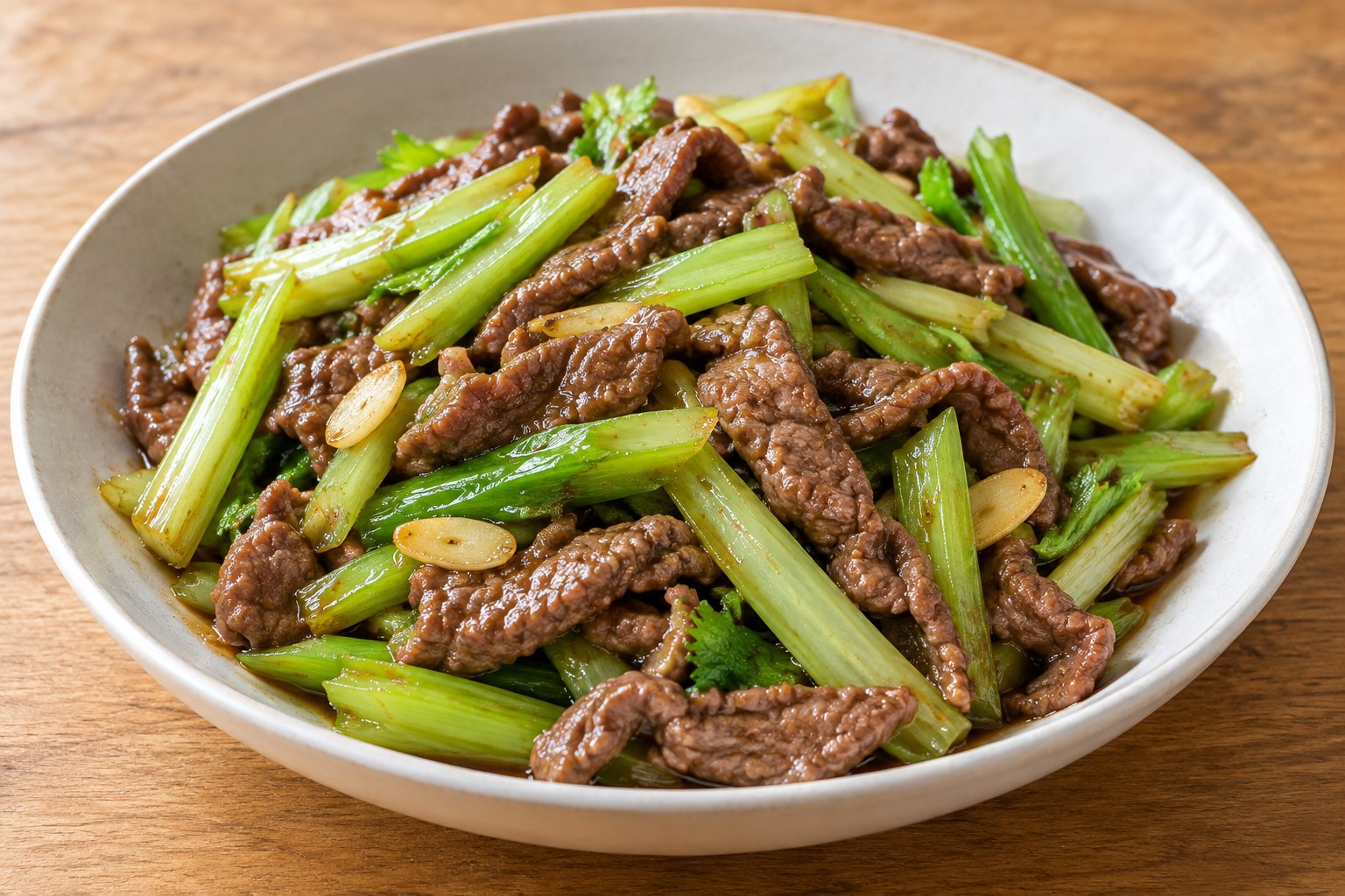 Beef & Celery Stir-fry — AI-generated dish reference, not a photo
