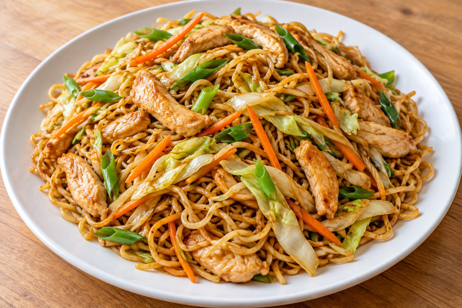 鸡肉炒面 — AI生成菜品示意图，不是实拍